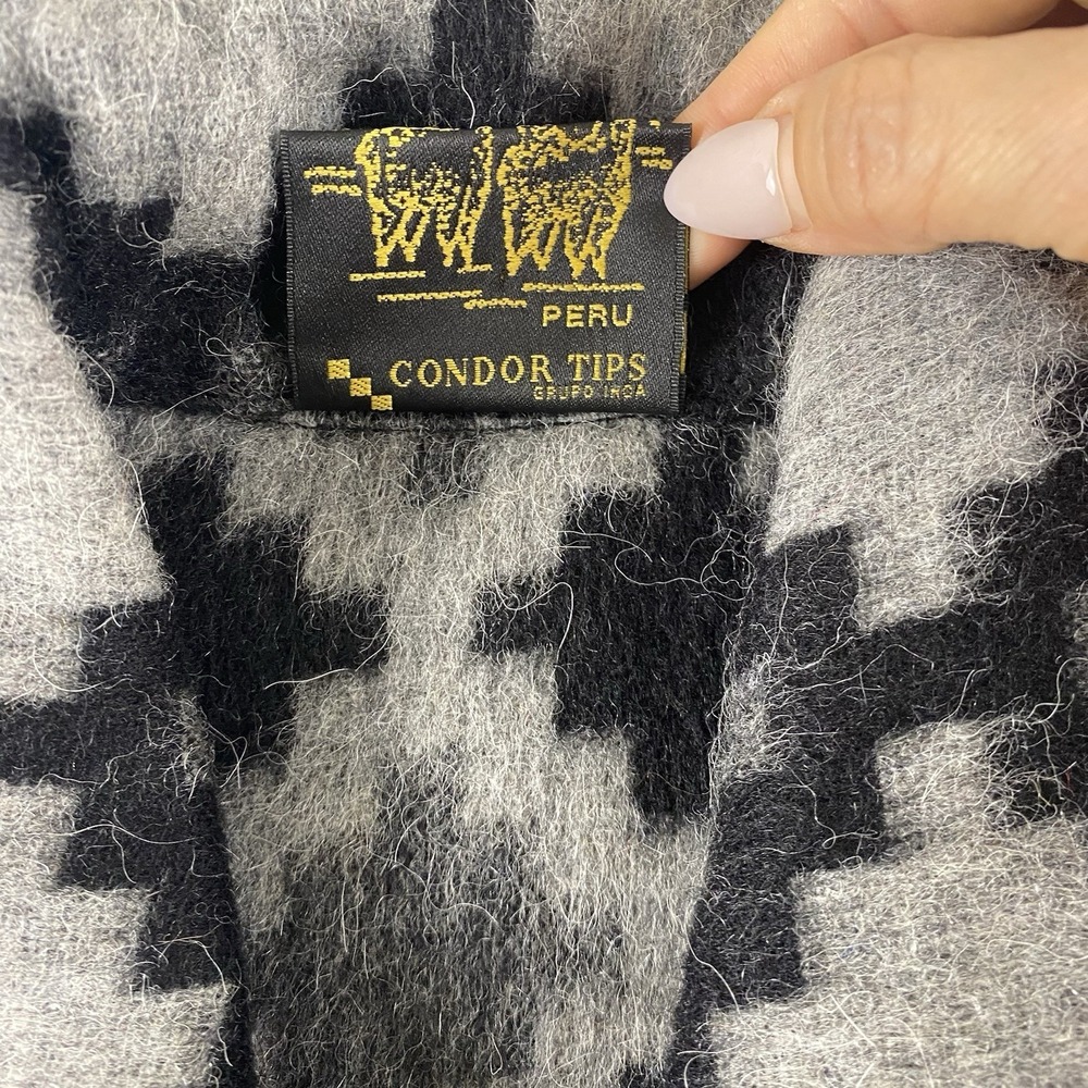 NWT Alpaca Wool Blend Southwestern Jacket Womens Gray Black 50% Alpaca Coat XL - Picture 5 of 13
